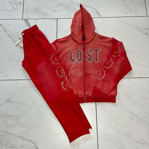 Fabricants de vêtements personnalisés Ensemble de survêtements Premium personnalisés avec logo brodé pour hommes 400 Gsm Lavage à l'acide pour les vêtements des douanes pour hommes - Product Image 6