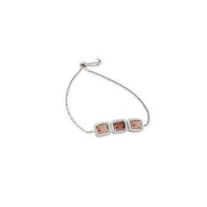 925 Sterling Silver Rectangular Stone <b>Adjustable</b> Fine Charm <b>Bracelet</b> - Product Image 3