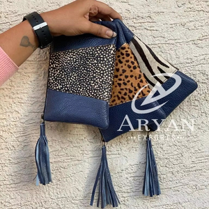 Nuevo bolso de borla de cuero reciclado con estampado de animales de diseñador 2024, tarjetero de lujo personalizado, bolso de mano de moda para mujer - Product Image 1