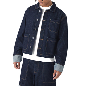 OEM Vente en Gros de Haute Qualité Zip Up Oversize Vintage Blue Denim Jacket Button Up Denim Veste pour Hommes - Product Image 1