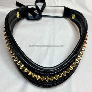 Banda acolchada de cuero grueso para cejas de caballo, banda de lujo hecha a mano Para Caballo, de color plateado o dorado - Product Image 5