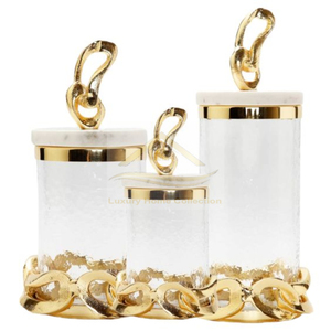 Multi Size Set of 3 Canister <b>Container</b> and Biscuits and Other Snacks <b>Storage</b> for Tabletop Centerpiece Decoration Kitchenware - Product Image 1