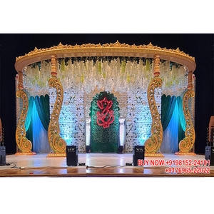 Srilankan Ceremonia DE BODA Paisley Diseño Mandap Decoración de boda al aire libre Pavo real Vidhi Mandap Último estilo Paisley Boda Mandap - Product Image 1