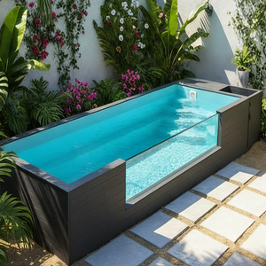 Piscina exterior de fibra de vidrio transparente, acrílica, con ventana grande, tipo spa, sobre el suelo, de 20 pies, en contenedor de envío. - Product Image 1