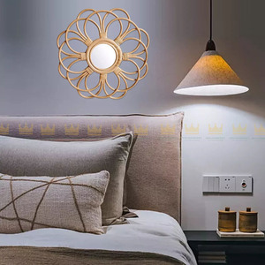 Espejo de ratán decorativo para el hogar, espejo de pared de ratán, espejo de decoración del hogar de ratán Vintage, encantador y nostálgico - Product Image 1