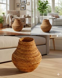 Vase YASHA en écorce de bananier, artisanat - Product Image 6