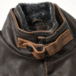 Breathable Winter Warm Men's Leather Vest V-neck <b>Covered</b> <b>Button</b> Closure Casual Outerwear High Quality 100% Polyester Filling - Product Image 3