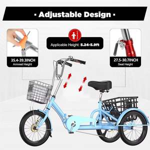 Triciclo Plegable con Asistencia al Pedaleo para Hombres/Mujeres, Tipo Cargo y Cruiser, con el Mejor Material de Cuadro, Engranajes Perfectos, Cesta Trasera y Sistema de Doble Freno - Product Image 4
