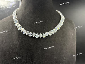 สร้อยคอเทนนิสทรงลูกแพร์คลาสสิก ประดับเพชรโมอิสซาไนต์ สีเงิน หรูหรา สร้อยคอชอคเกอร์สำหรับเจ้าสาว เครื่องประดับโดดเด่น - Product Image 2