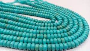 Cuentas Rondelle facetadas de 8mm de turquesa azul, fabricación de joyas de piedras preciosas lisas, vendidas por hebra, Material de cristal de 8 pulgadas de largo - Product Image 2