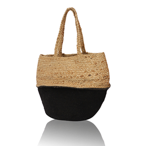 Grand sac fourre-tout en jute Tyntra, taille personnalisée, poignées en corde, écologique, jute naturel, base noire, pour fêtes et usage extérieur - Product Image 4