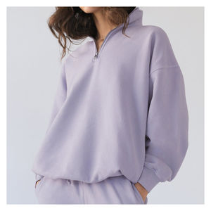 Venta caliente Entrenamiento Fleece Half Zip Pullover Sudaderas Bordado Logo Diseño y Precio Cómodo Mujeres Sudaderas - Product Image 5