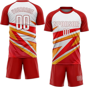 Ensemble de maillots de football unisexe en polyester personnalisés uniforme de football d'usine impression par transfert de chaleur court personnalisé respirant séchage rapide - Product Image 4