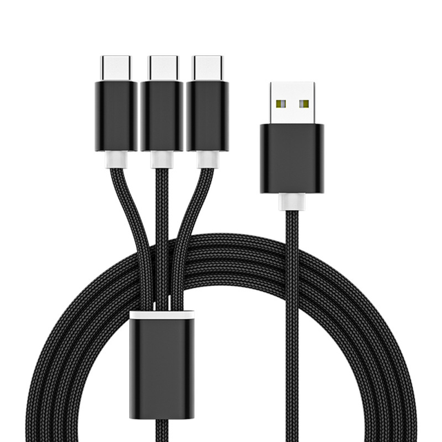 Custom Logo 3IN1 Nylon Braided Data Charger Cable Cord Fast 1M 1.5M 2M Multi-Use USB Charging Cable for Printer 3-in-1 Fast USB
