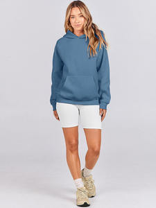 Sweat à capuche oversize bleu pour femme, en polaire doux, avec poche kangourou, sweat à capuche personnalisé, chaud, décontracté, streetwear, sweat à capuche d'hiver pour femme - Product Image 4