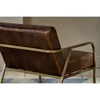 Fauteuil inclinable capitonné en cuir véritable marron, style minimaliste antique, navyaniarts, 20 kg, salon