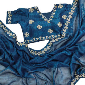 ส่าหรีผ้าไหมสำหรับผู้หญิงดีไซน์ใหม่พร้อมผ้ากรอบนุ่มสวยขอบงานทำมือสำหรับคอลเลกชันปาร์ตี้ - Product Image 1