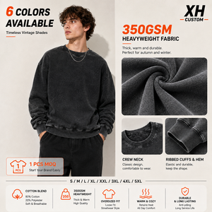 Camiseta de Manga Larga de 350 g/m², 80% Algodón, 20% Poliéster, Estilo Vintage Lavado, con Logotipo Personalizado, Talla Grande, Unisex, Estilo Urbano, Estampada - Product Image 2