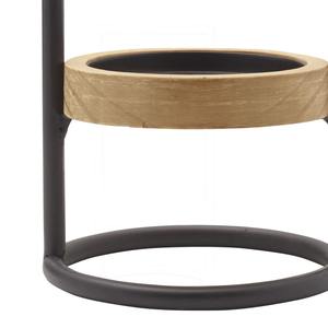 Support votif industriel moderne à cadre en métal noir Anneau en bois naturel Lanterne en fer résistante à la chaleur de Noël minimaliste - Product Image 3