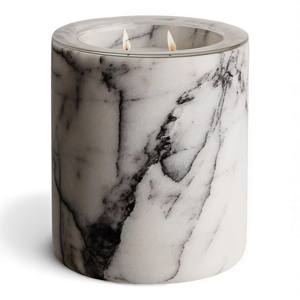Elegant <b>Marble</b> Cylinder <b>Candle</b> Holder With Brass Base Detail For Elegant Modern Table Decor - Product Image 6