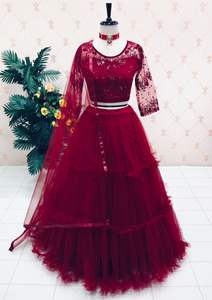 Lehenga Choli – vêtements de fête en coton, dernière collection de styliste, tendance, meilleure qualité, broderie séquentielle, travail, 2022 - Product Image 4