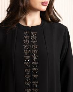 Abaya Larga de Satén de Lujo Personalizada al por Mayor, Vestido Islámico Turco para Mujer, Mangas con Volantes, Estilo Dubái, Antiarrugas, Hecho a Mano - Product Image 3