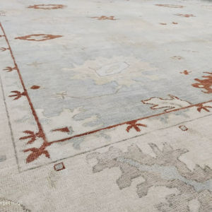 Tapis en laine noué à la main Oushak personnalisé |   Sous-couche en coton pour tapis en laine pour la maison et les espaces de vie |   Tapis et carpettes persans pastel - Product Image 1