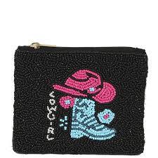 Bolsa de cuentas de vaquero de alta calidad de Color Rosa gris, Mini monedero occidental hecho a mano, Material de lona con cierre de cremallera - Product Image 2