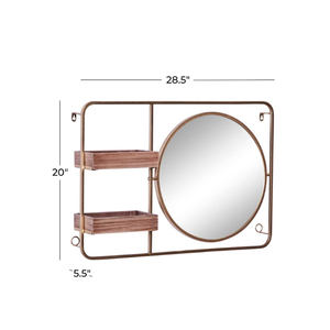 Étagères murales de luxe en fer marron Glam miroir Vintage moderne maison décorative encadrée verre salon décoration murale fournitures en vrac - Product Image 5