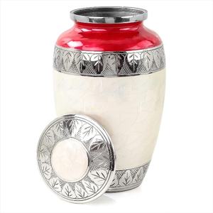 Urnes de crémation en métal en aluminium pour cendres et restes mortels | Magnifiques urnes faites à la main pour humains et animaux de compagnie (Guirlande de pétales rouges) - Product Image 6