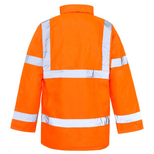 Vente en gros de vestes de sécurité à bouton intégral à réflecteur élevé avec logo personnalisé Veste de travail coupe-vent imperméable haute visibilité pour hommes - Product Image 2