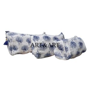 Custom Eco-Friendly Quilted Floral Print Cotton Water Resistant Large Capacity Zipper Makeup <b>Bag</b> Set <b>for</b> <b>Women</b> - Product Image 3