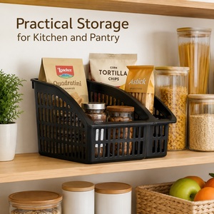 Ventilated Eco-Friendly Stackable PP Rectangle <b>Plastic</b> Refrigerator Organizer <b>Basket</b> with Handle for Fridge Pantry Food Storage - Product Image 5