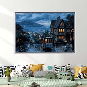 Impression sur toile de paysage urbain d'Istanbul : élégante œuvre d'art de paysage turc, toile encadrée blanche - Product Image 1