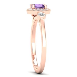 REYES Bagues de luxe en or 14 carats avec améthyste et pierres précieuses, accessoires pour femmes Bagues de fête classiques en moissanite Bijoux fins - Product Image 3