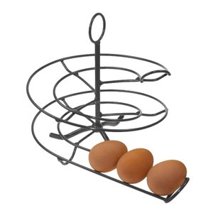 Panier de rangement multifonctionnel durable en métal forgé de qualité supérieure, en forme de panier à œufs en fil de fer noir vintage, pour table - Product Image 2