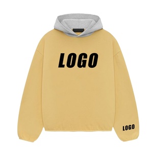 Sudaderas con capucha con estampado gráfico de alta calidad Bloque de color de moda Sin bolsillos Sin cuerda Sudadera con capucha Vintage Terry Cotton Otoño e invierno Sudaderas con capucha - Product Image 5