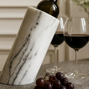 Soporte de mármol blanco hecho a mano para vino, Enfriador de botellas de piedra Natural, elegante enfriador de bebidas y utensilios para Bar moderno, regalo de cocina - Product Image 1