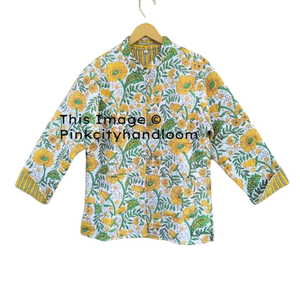 Chaquetas Vintage hechas a mano, Abrigo acolchado de algodón puro, chaquetas estampadas en bloque, abrigo de invierno bohemio, abrigos reversibles para mujer - Product Image 1