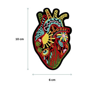 Patch cardiaque anatomique coloré avec motif brodé, à coudre, en tissu sergé, bordure merrow, patchs brodés adhésifs pour chapeaux - Product Image 3