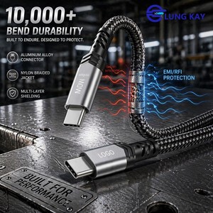 Cavo <span class=keywords><strong>USB</strong></span> <span class=keywords><strong>3.1</strong></span> Tipo <span class=keywords><strong>C</strong></span> a Tipo <span class=keywords><strong>C</strong></span> LUNG KAY OEM 100W PD <span class=keywords><strong>3.1</strong></span>, 10Gbps 4K 60Hz con Chip E-Marker, Cavo Dati Industriale - Product Image 4