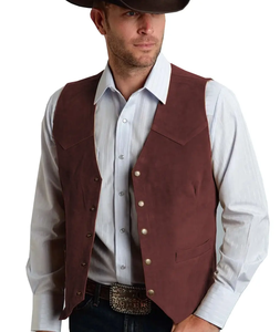 Pure Leather Vest Distressed <b>Brown</b> Genuine Sheepskin Handmade Classy Collar Sleek Zip-up Slim-fit Biker Racer Leather <b>Waistcoat</b> - Product Image 4