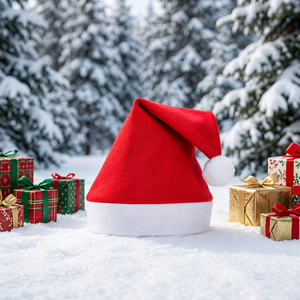 Cappelli Natalizi Rossi Personalizzati di Alta Qualità, Morbidi Berretti di Babbo Natale in Tessuto Non Tessuto per Adulti e Bambini, Decorazioni Natalizie Classiche - Product Image 1