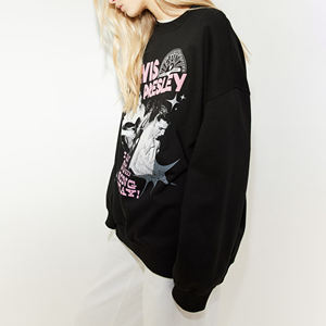 Femme 100% coton pull sweat surdimensionné coupe ample col côtelé lettre personnalisée impression Streetwear Style hiver avant à capuche - Product Image 4