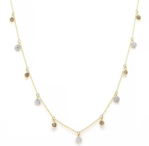 Cadena de eslabones de oro amarillo de 18K con diamantes naturales, collar ajustable, joyería hecha a mano - Product Image 3