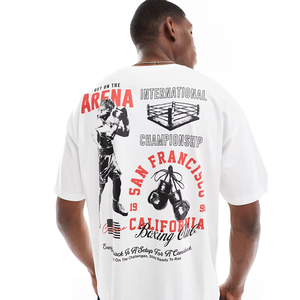 Chất lượng tốt nhất Trắng quá khổ thể thao đồ họa T-Shirt 100% cotton giảm vai 0-cổ trở lại thiết kế OEM/ODM bán buôn Bangladesh - Product Image 1