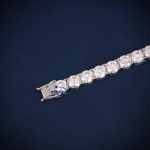 Iced Out Round Cut Moissanite Diamond 6.5 MM Tennis <b>Bracelet</b> 925 <b>Sterling</b> <b>Silver</b> Stylish and Elegant For Him Her Hip Hop Jewelry - Product Image 4
