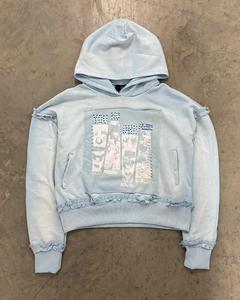 Wholesale Custom 100% Cotton Fleece Unisex Winter Streetwear Oversized Short Hoodie Rhinestone Design Boxy Fit Eco-Friendly - Product Image 1