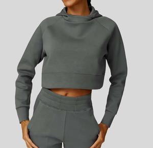 Sudaderas con Capucha de Algodón para Mujer, Cuello Alto, Logotipo Frontal, Color Sólido, Manga Larga, Transpirables, para Deporte y Descanso - Product Image 4