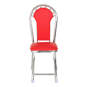 Chaise de bureau pliante contemporaine en acier inoxydable avec coussin en PU - Product Image 1